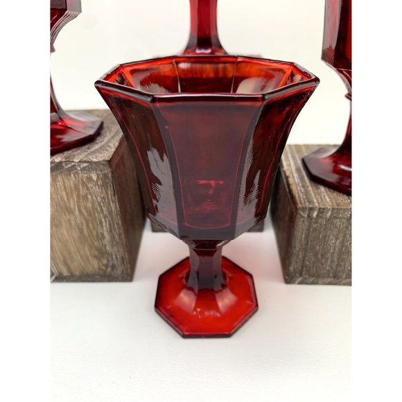 Vintage Independance Ruby Red Glass Wine Cordials. - Picture 2 of 9